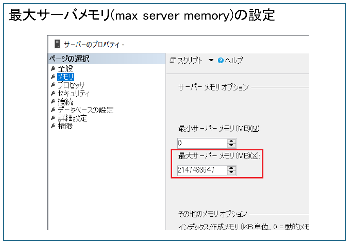最大サーバメモリ(max server memory)の設定