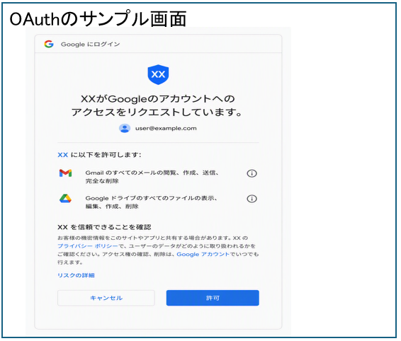 OAuthのサンプル画面